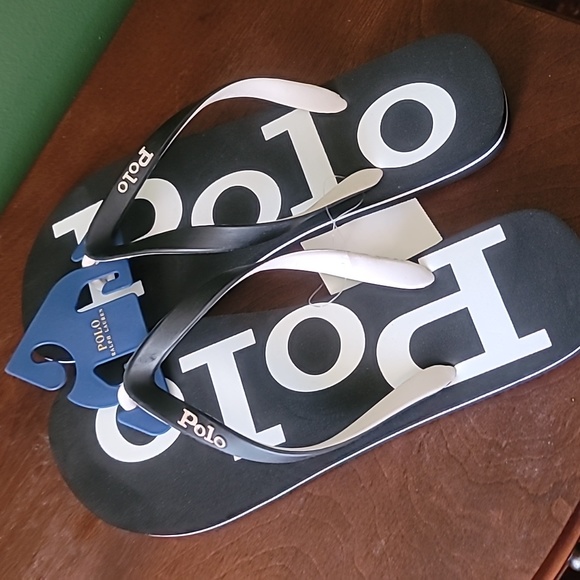 Polo Ralph Lauren Mens Flip Flops Size 13 (New) Blue and White - Picture 2 of 6